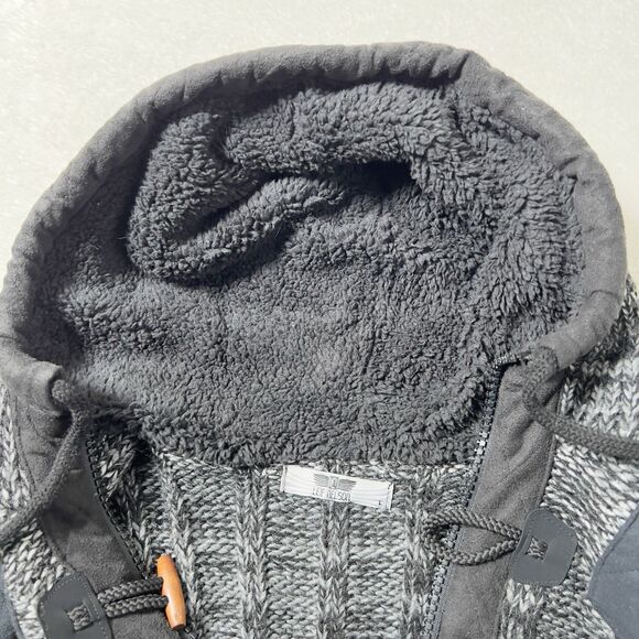 Leif Nelson Zip Up Hooded Slim Fit Cardigan Sweater Mens Sz L Marled Black - Picture 7 of 12